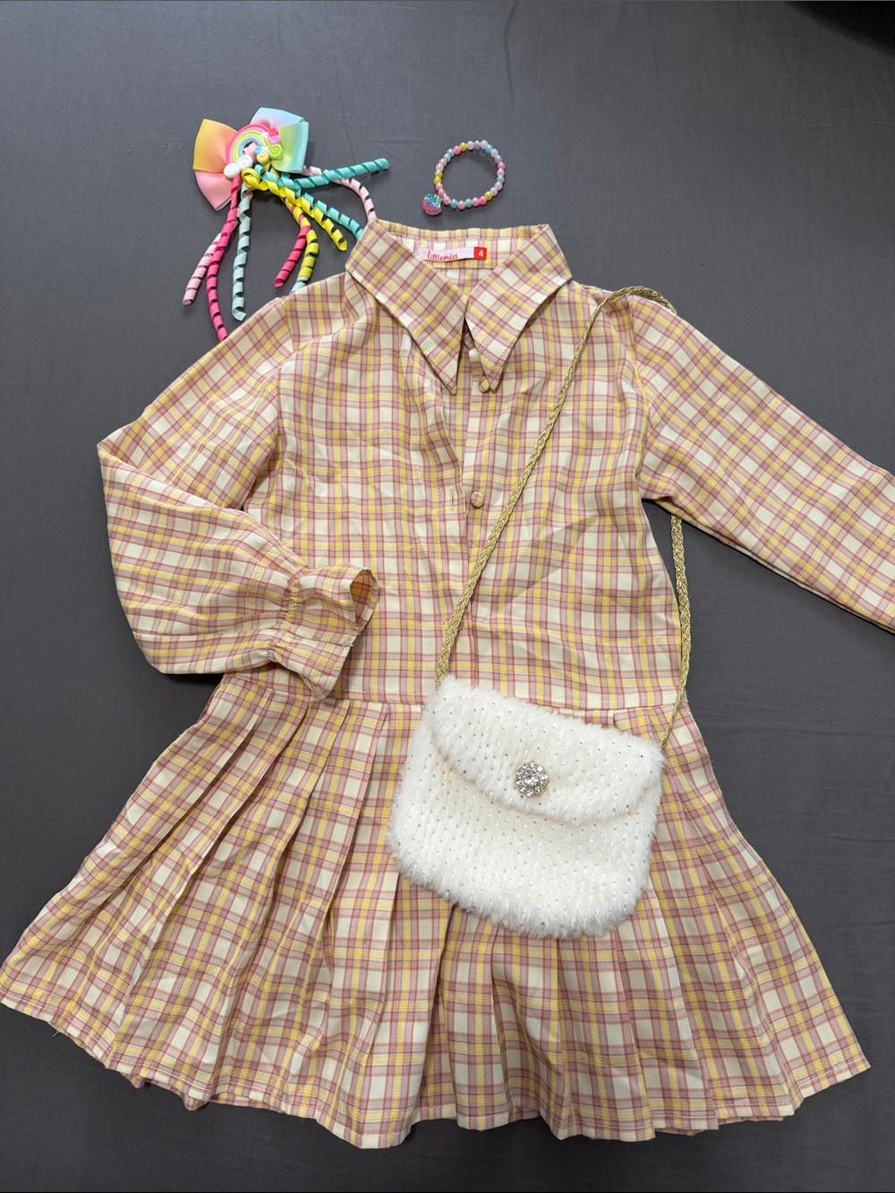 4T Plaid Button-Down Fit & Flare Dress